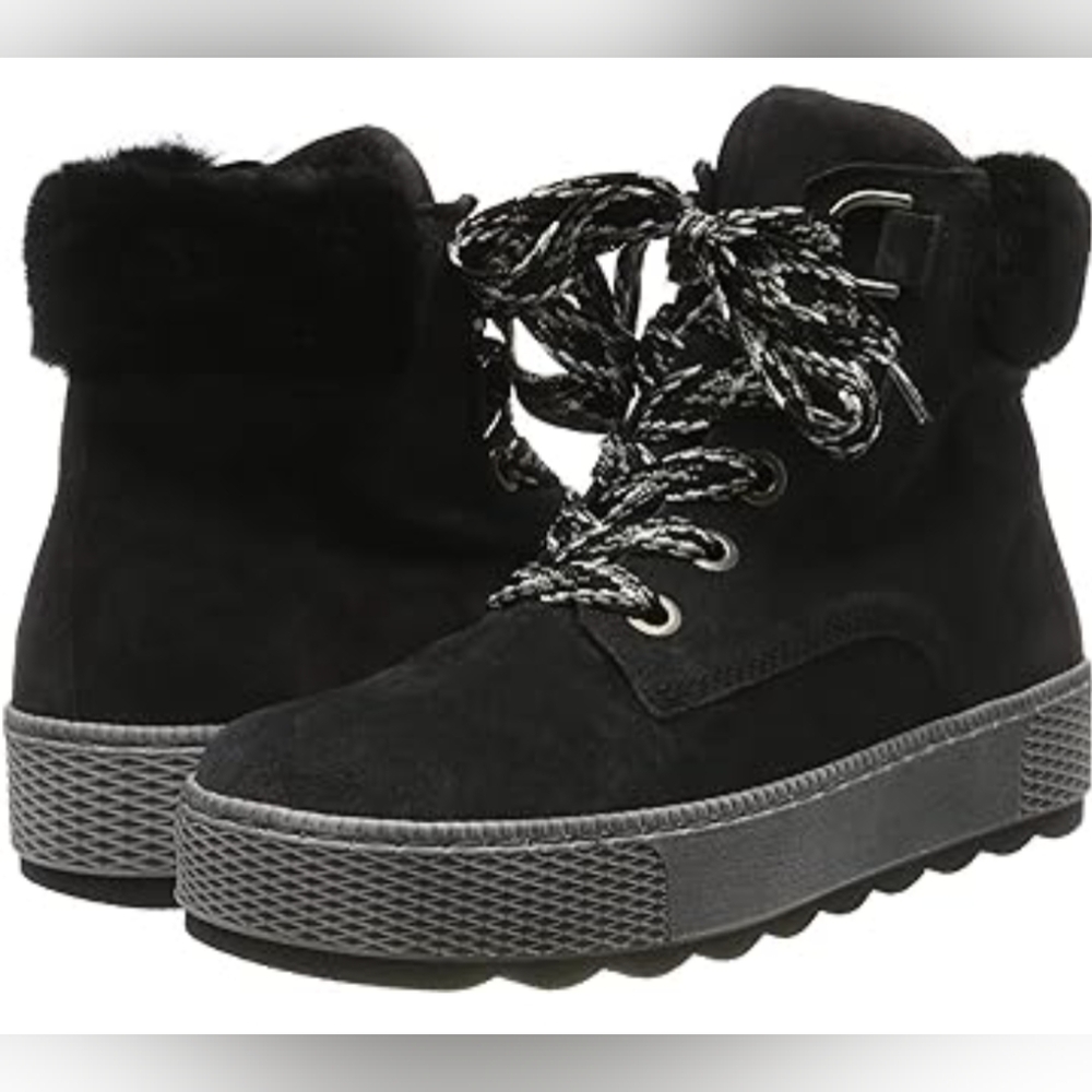 GABOR* faux fur rubber tread side zip faux lace up winter boot ladies size 36